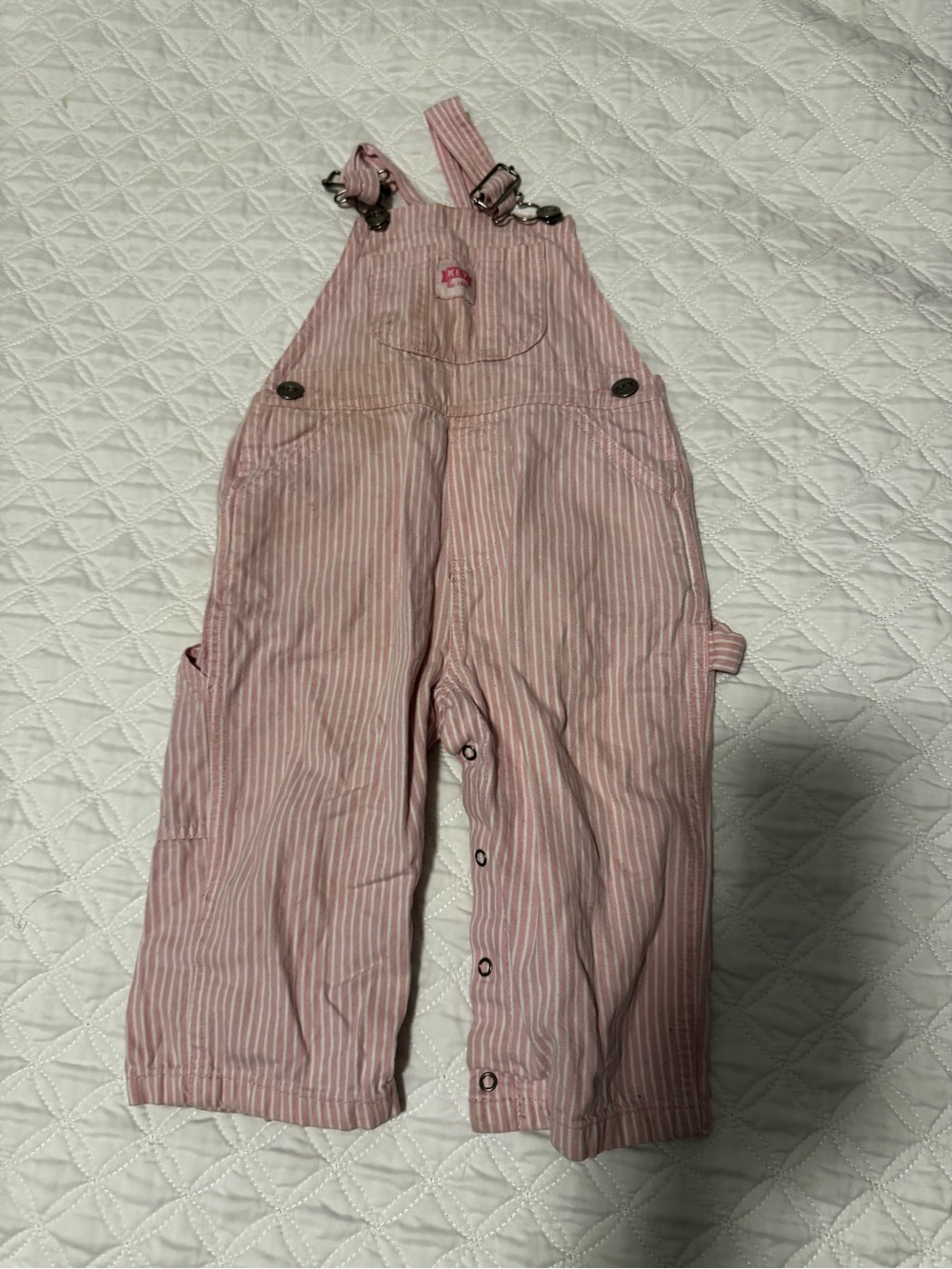 OshKosh B'gosh Pink and White Striped Toddler Overalls